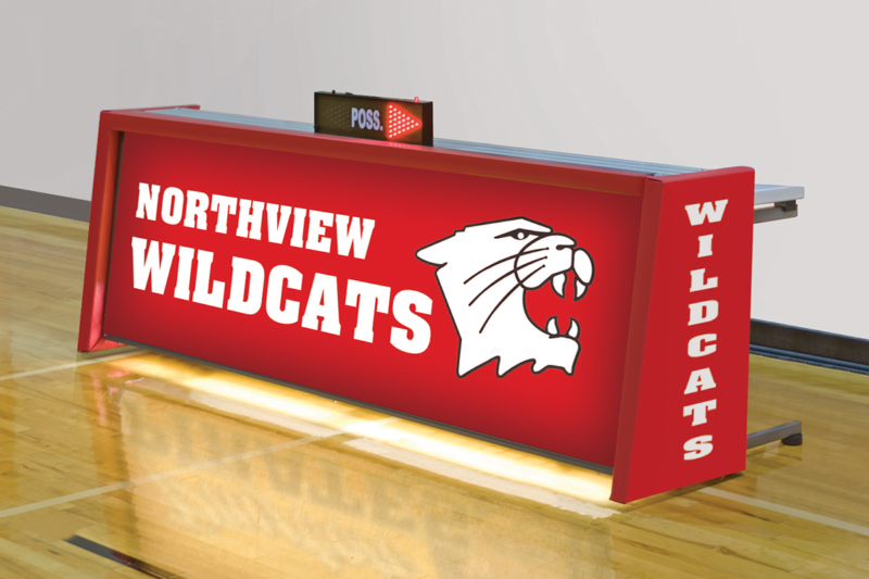 Freestanding Convertible ILLUMINATED Scorers Table with Custom Graphics