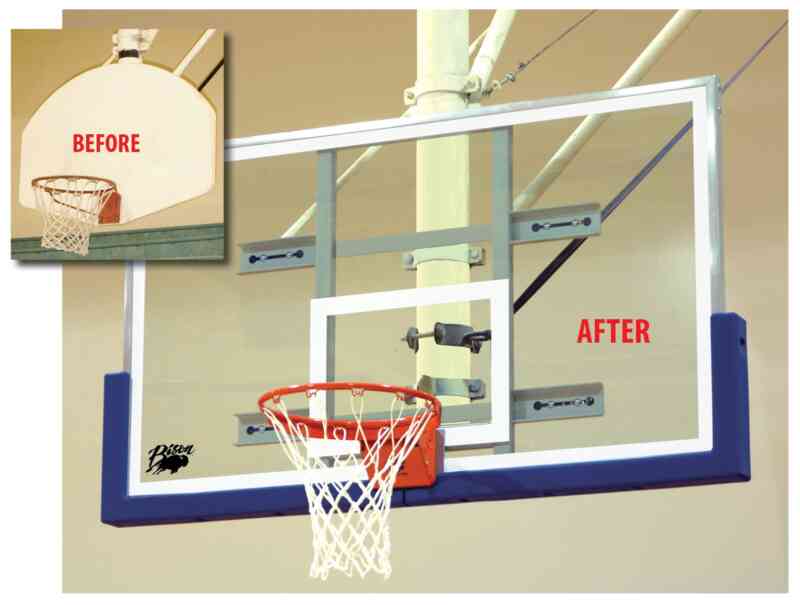 Upgrade fan shaped backboards to unbreakable glass