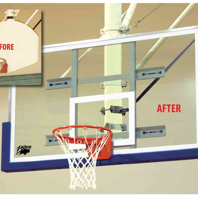 Upgrade fan shaped backboards to unbreakable glass
